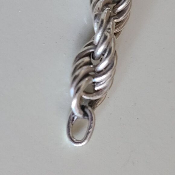 vintage 925 sterling silver twisted rope link bracelet 7" weight: 6.0 grams - Picture 2 of 4